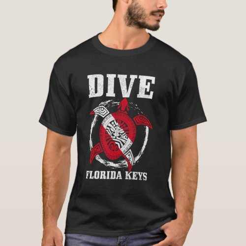 Florida Keys Scuba Diving Flag Sea Turtle Scuba Di T_Shirt