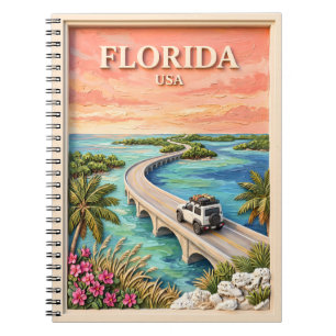 Florida Keys USA Travel Vintage Tropical Road Trip Notebook