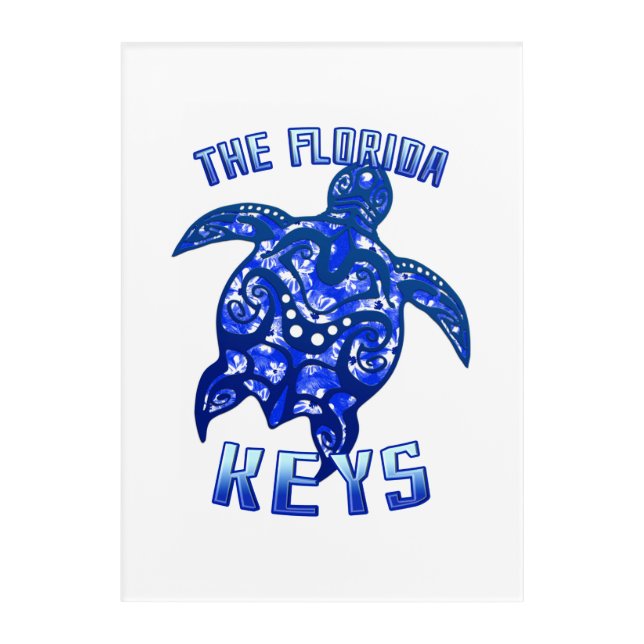 Florida Keys Vacation Tribal Turtle Acrylic Print (Front)