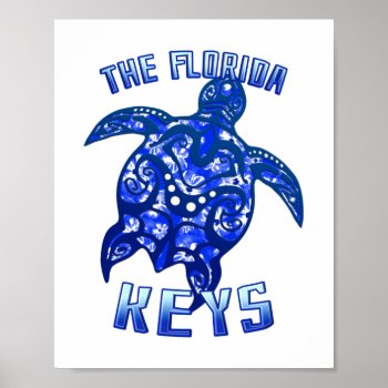Florida Keys Vacation Tribal Turtle Poster by BailOutIsland at Zazzle