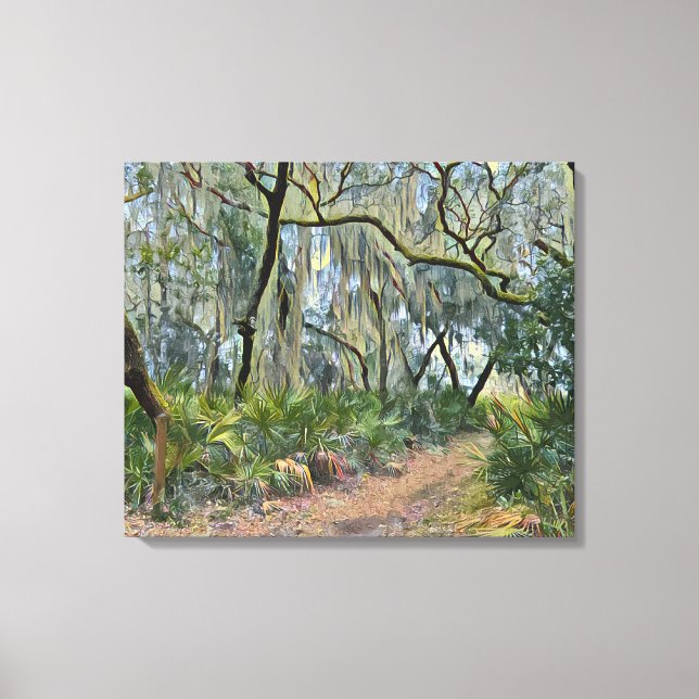 Florida Lace Spanish Moss Impressionist Art Canvas Print (Front)