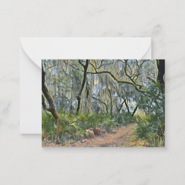 Florida Lace Spanish Moss Impressionist Art Note Card (Front)