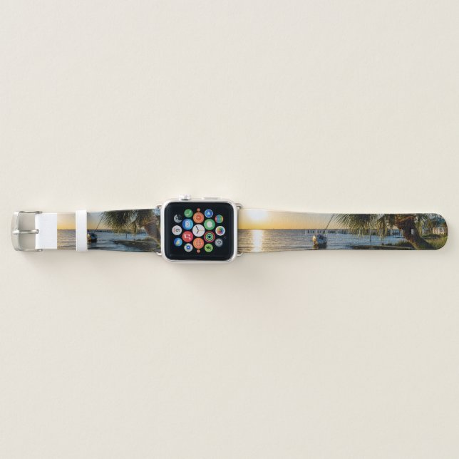 Florida Leaning Palm Tree Sunset Apple Watch Bands (Front)