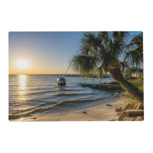 Florida Leaning Palm Tree Sunset Placemats
