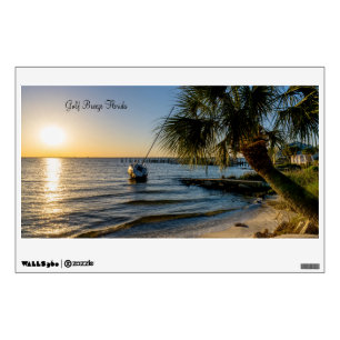 Florida Leaning Palm Tree Sunset Wall Decal