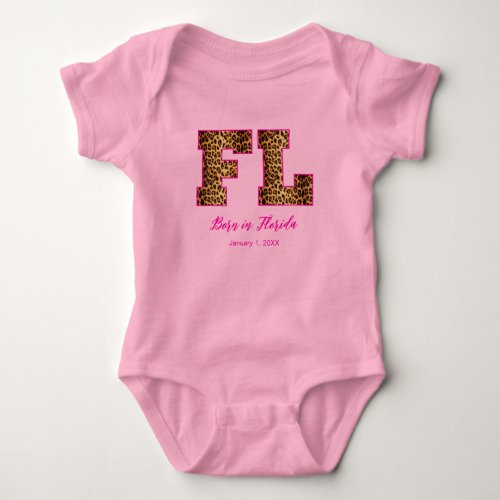 Florida Leopard Font USA State Pride Custom Baby Bodysuit