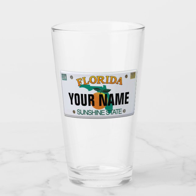 Florida License Plate (customizable) Glass (Front)