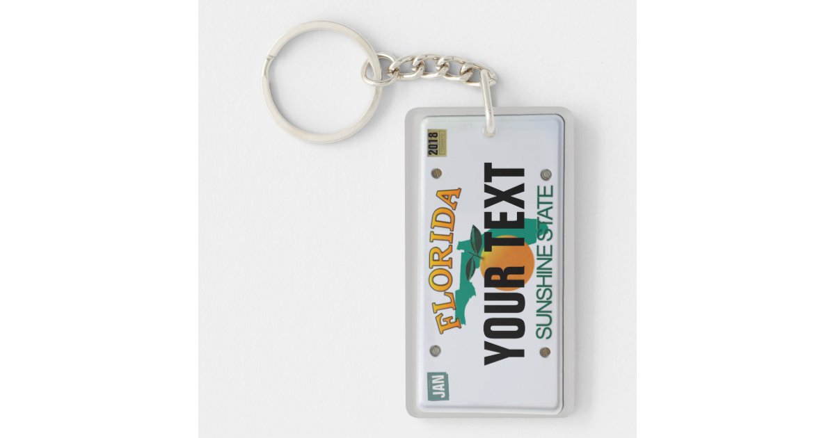 Florida License Plate (customizable) Keychain Zazzle