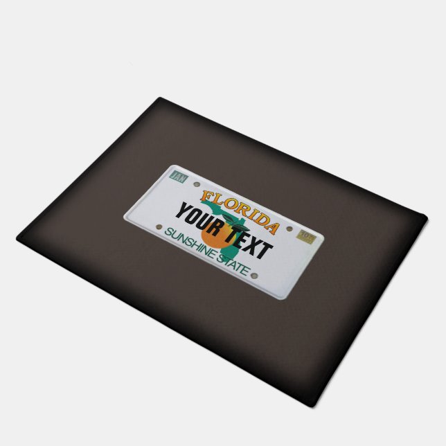 Florida License Plate Doormat (customizable) (Angled)
