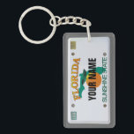 Florida License Plate Keychain<br><div class="desc">Insert your name (or any other text,  as long as it fits). More items with this design: 
www.zazzle.com/aura2000/floridalicenseplate</div>