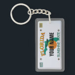 Florida License Plate Keychain<br><div class="desc">Insert your name (or any other text,  as long as it fits). More items with this design: 
www.zazzle.com/aura2000/floridalicenseplate</div>