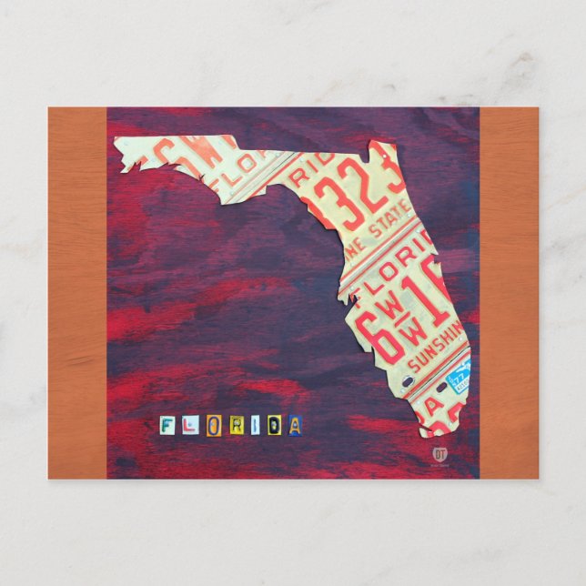 Florida License Plate Map Postcard (Front)