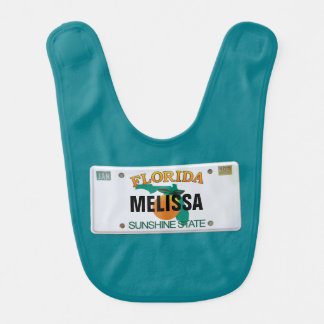 Florida License Plate with Baby's Name Bib