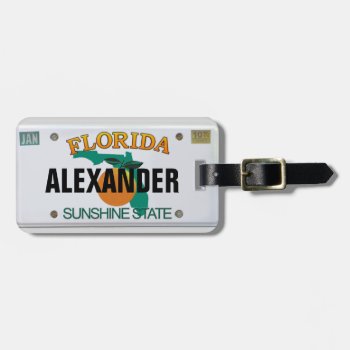Florida License Plate With Your Name Luggage Tag by aura2000 at Zazzle