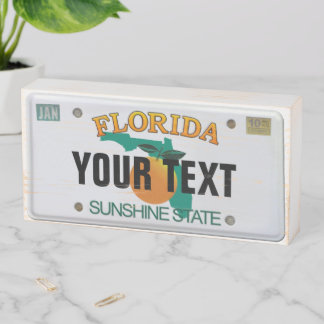 Florida License Plate with your Text Wooden Box Sign