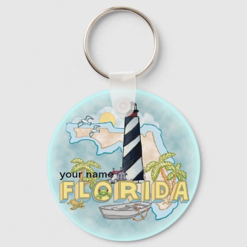 Florida Lighthouse custom name keychain