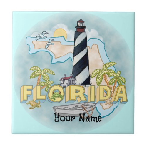 Florida Lighthouse custom name tile