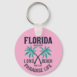 Florida Long Beach Paradise Life Surf Club Keychain