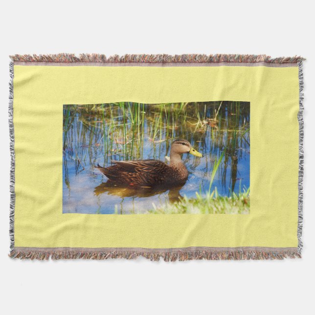 Florida Mallard Duck Cotton Throw Blanket (Front)