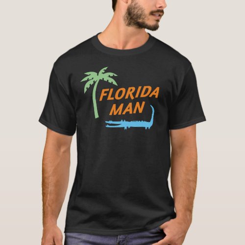 Florida Man Alligator and Palm Tree Lifestyle T_Shirt