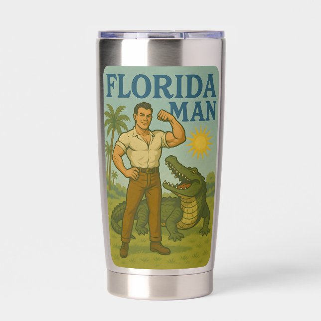Florida Man Alligator Friend - Funny Retro Coastal Insulated Tumbler (Front)