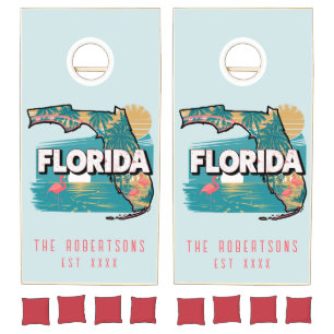 Florida Man Cave Custom Name Est Date Cornhole Set
