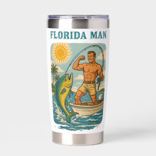 Florida Man -Coastal Fishing Boat- Retro Fisherman Insulated Tumbler