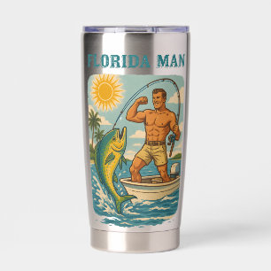 Florida Man -Coastal Fishing Boat- Retro Fisherman Insulated Tumbler