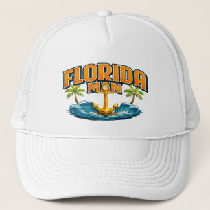 Florida Man   Funny Graphic Nautical Fishing Beach Trucker Hat