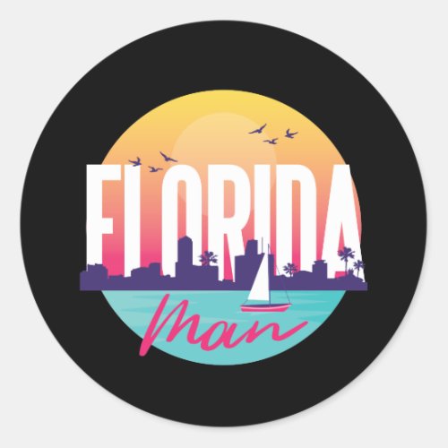 Florida Man Vintage Lettering  Classic Round Sticker