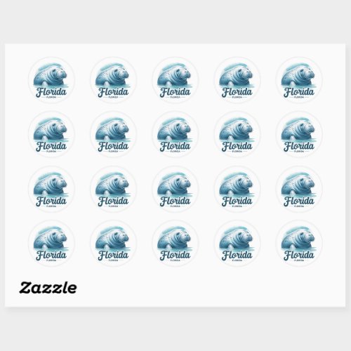 Florida Manatee Classic Round Sticker