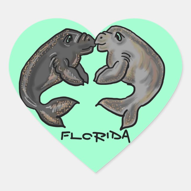 Florida manatee heart sticker (Front)