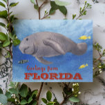 Florida Manatee Watercolor underwater Postcard<br><div class="desc">This design may be personalized in the area provided by changing the photo and/or text. Or it can be customized by clicking Personalize this Template and then choosing the click to customize further option and delete or change the color of the background, add text, change the text color or style,...</div>
