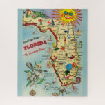 Florida Map 16x20  Jigsaw Puzzle<br><div class="desc">This is a terrific colorful vintage, retro map of Florida puzzle. It's pre-Disney!! It shows the major cities, well known Florida attractions, the state bird, fish, flower and so much more. A wonderful gift for your friends and family. Great to put together, share, and even frame as a wall hanging!...</div>