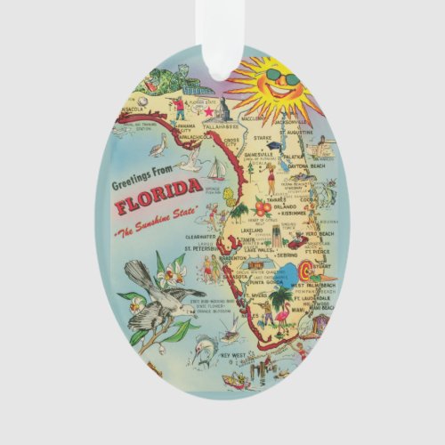 Florida Map Acrylic Ornament Oval Ornament