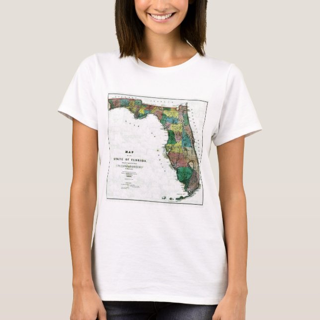 Florida Map and State Flag T-Shirt (Front)