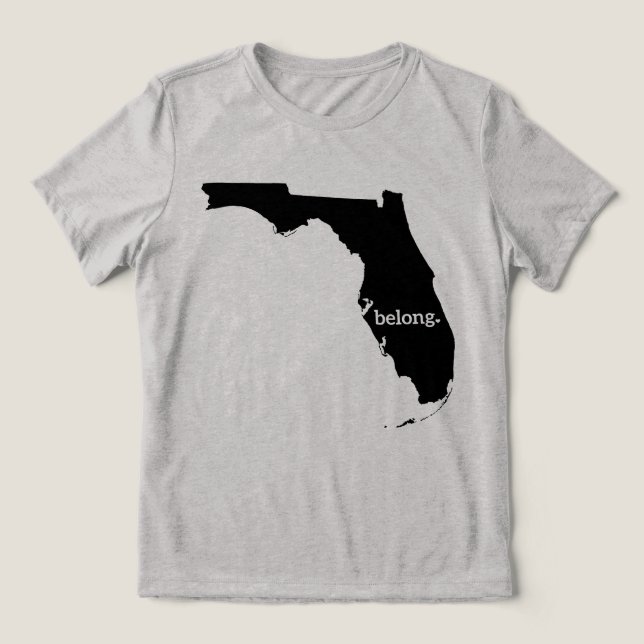 Florida Map Belong Minimalist State Pride Tri-Blend Shirt (Design Front)