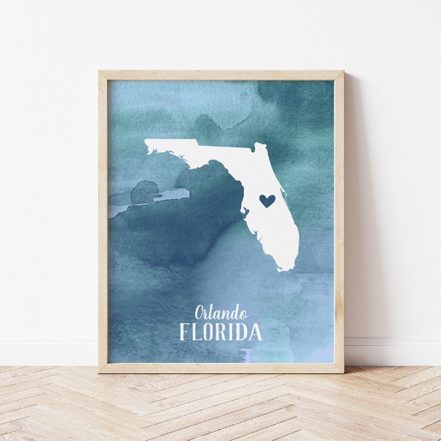 Florida Map Blue Watercolor Personalized Art Print (Creator Uploaded)