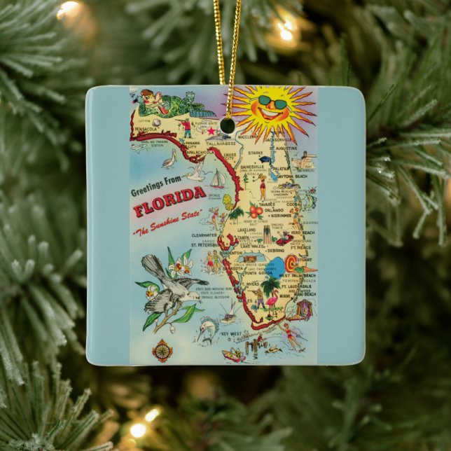  Florida Map Ceramic Ornament (Tree)