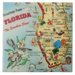 Florida Map Ceramic Tile<br><div class="desc">Fantastic retro,  vintage Florida Map repurposed on a 6x6 ceramic tile.  Great gift!</div>