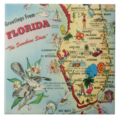 Florida Map Ceramic Tile