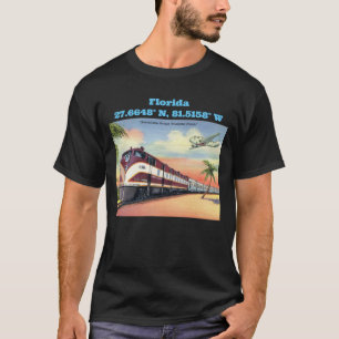Florida Map Coordinates Vintage Style T-Shirt