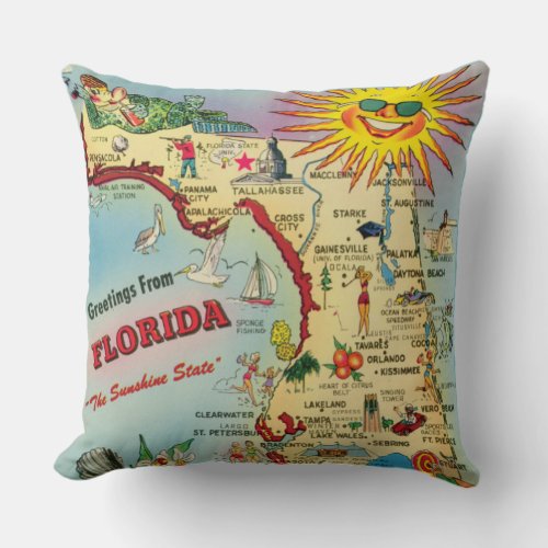 Florida Map Custom Pillow