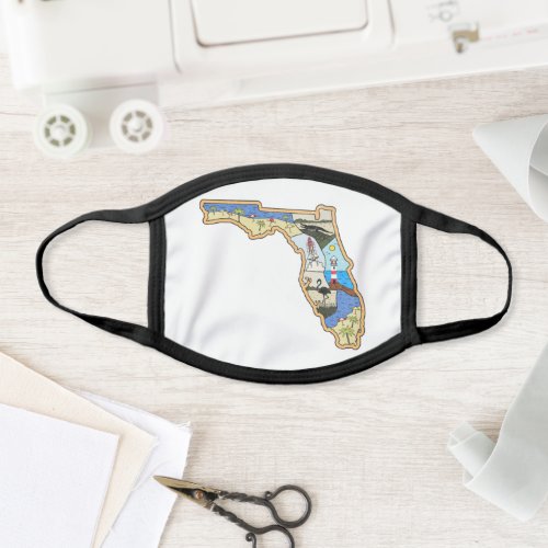 Florida Map Jacksonville Miami Tampa Key West Face Mask