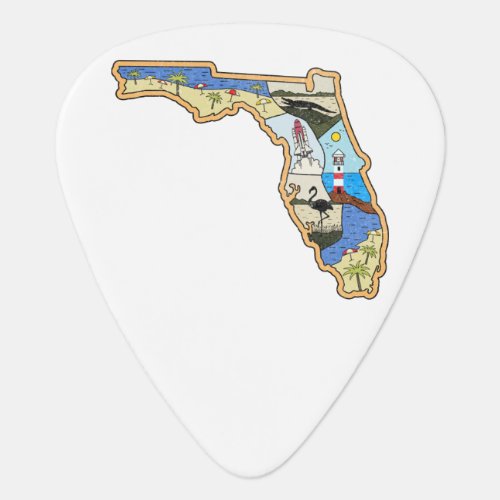 Florida Map Jacksonville Miami Tampa Key West Guitar Pick