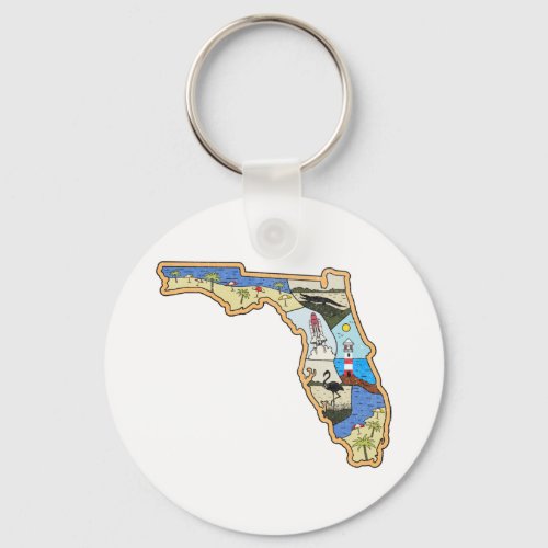 Florida Map Jacksonville Miami Tampa Key West Keychain