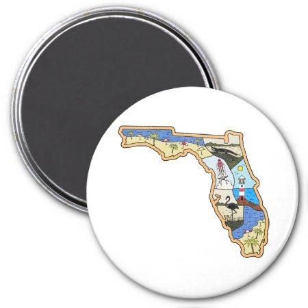 Florida Map Jacksonville Miami Tampa Key West Magnet