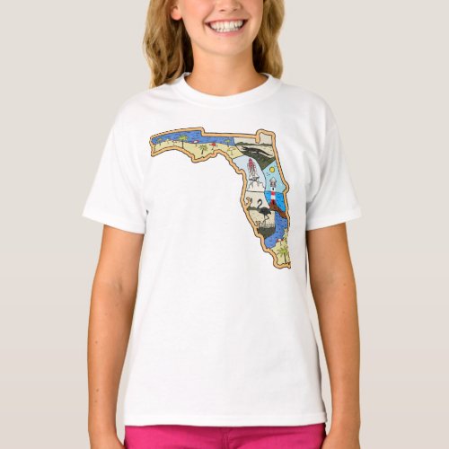 Florida Map Jacksonville Miami Tampa Key West T_Shirt