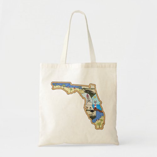 Florida Map Jacksonville Miami Tampa Key West Tote Bag