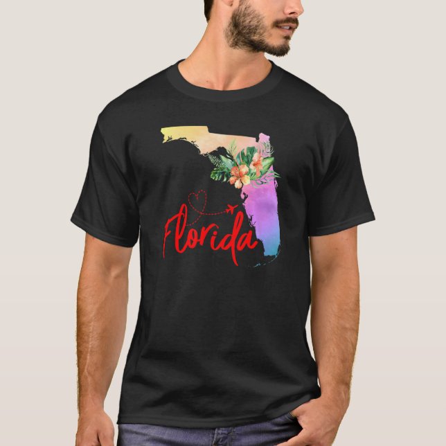 Florida Map Matching Vacation Family Girls trip   T-Shirt (Front)